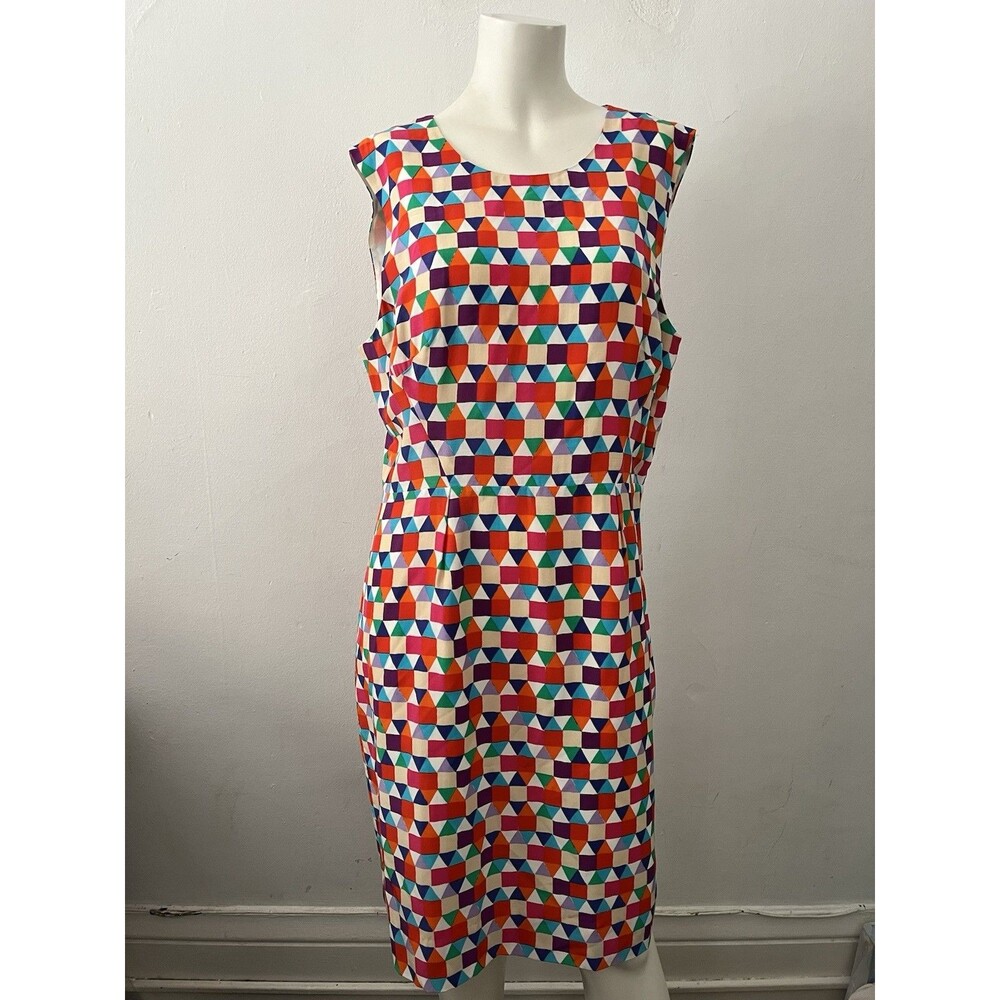 Kate Spade Geometric Print Sheath Dress 14 Kaledisope Artsy Funky Fun No Button